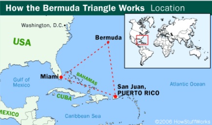 El Triángulo de las Bermudas cubre aproximadamente 500.000 millas en el Océano Atlántico / HowStuffWorks.